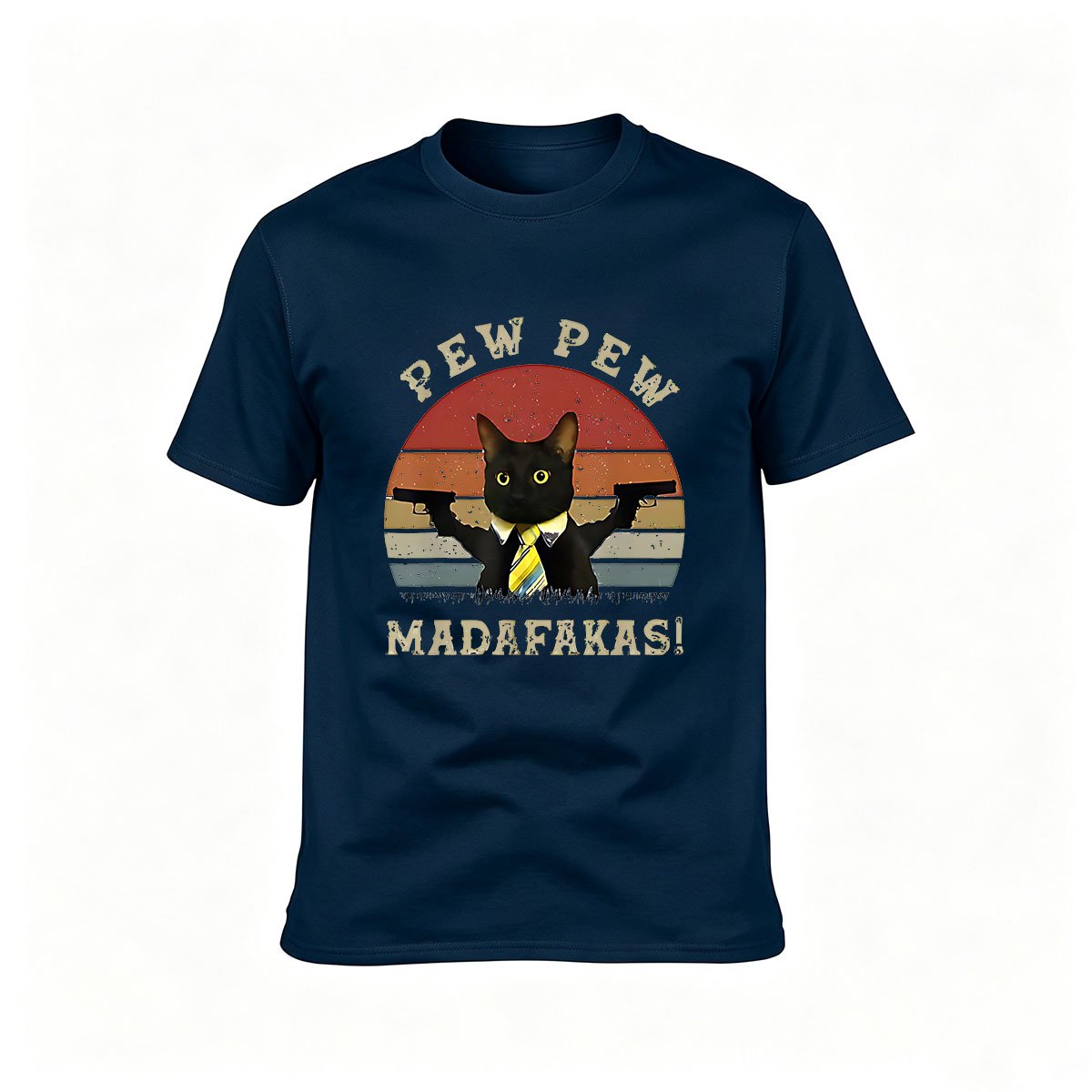 Pew Pew MadaFakas Cat Gun T-Shirt Men's Funny Gift Tee - Image 6