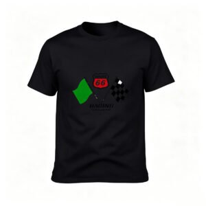 Men's Racing T-Shirt with Route 66 Flag Design for Motorsport Fans