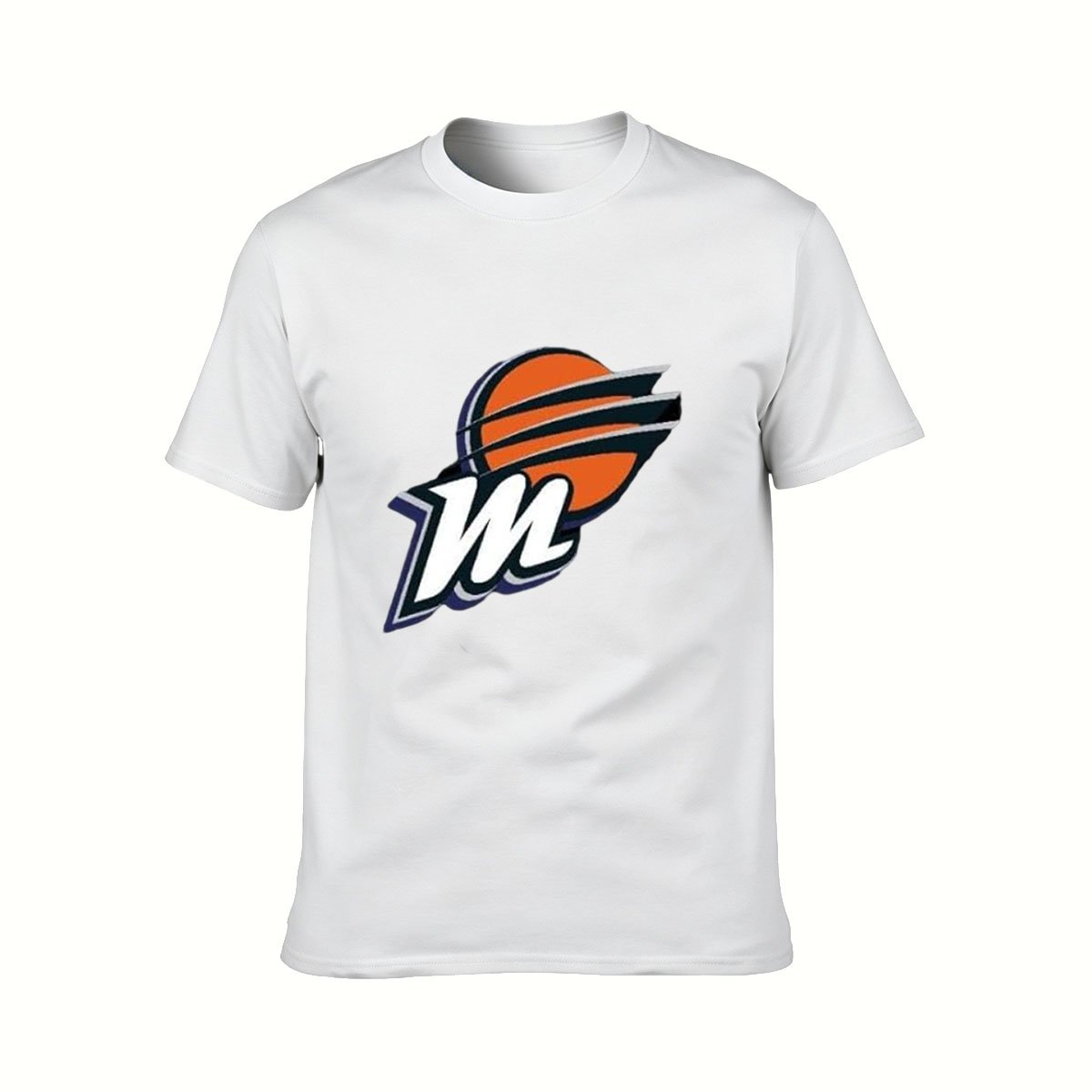 Men's Black T-Shirt with Orange Basketball Logo M Design for Sports Fans Gift - Image 2
