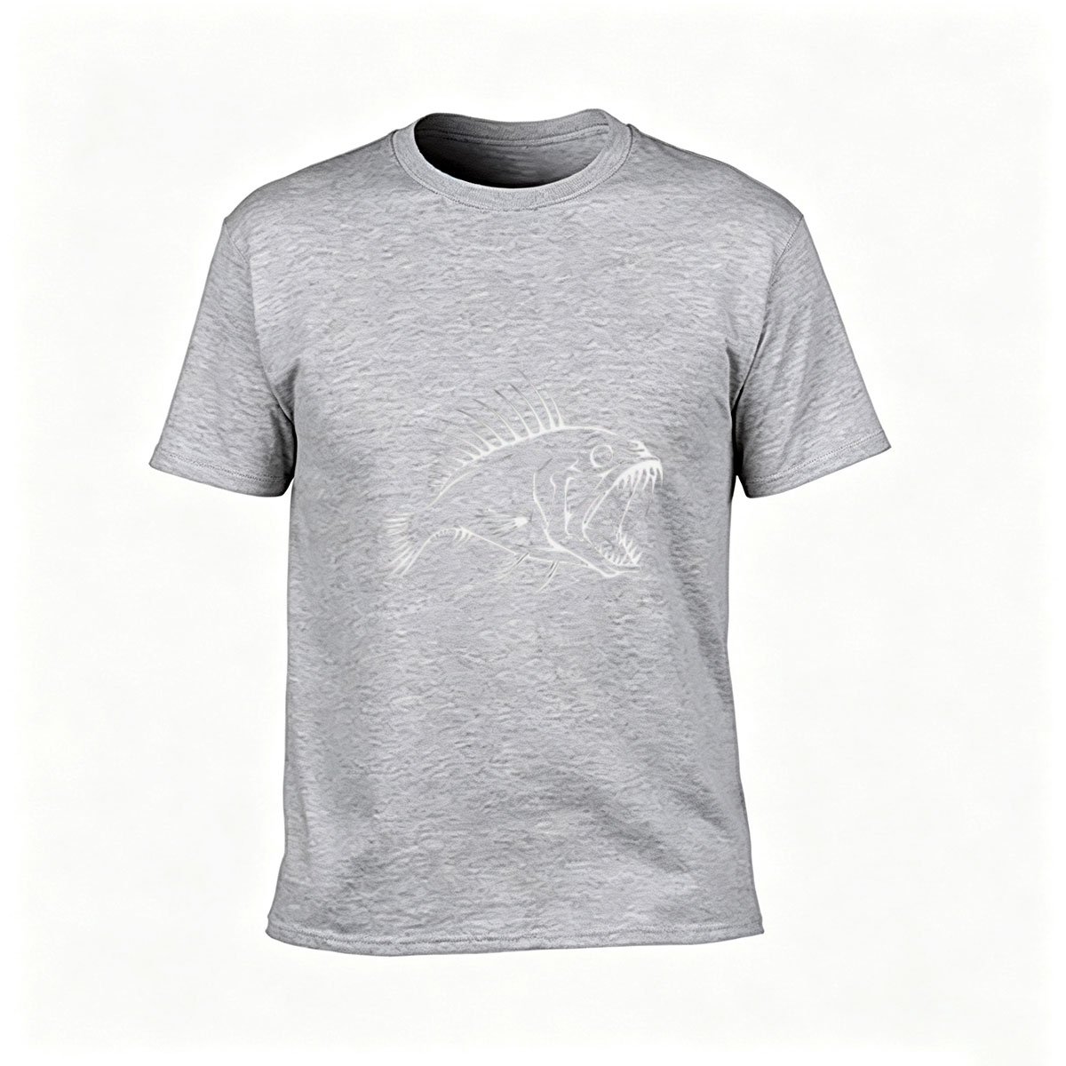 Men's Black T-Shirt with White Fish Print for Fishing Enthusiasts - Image 3