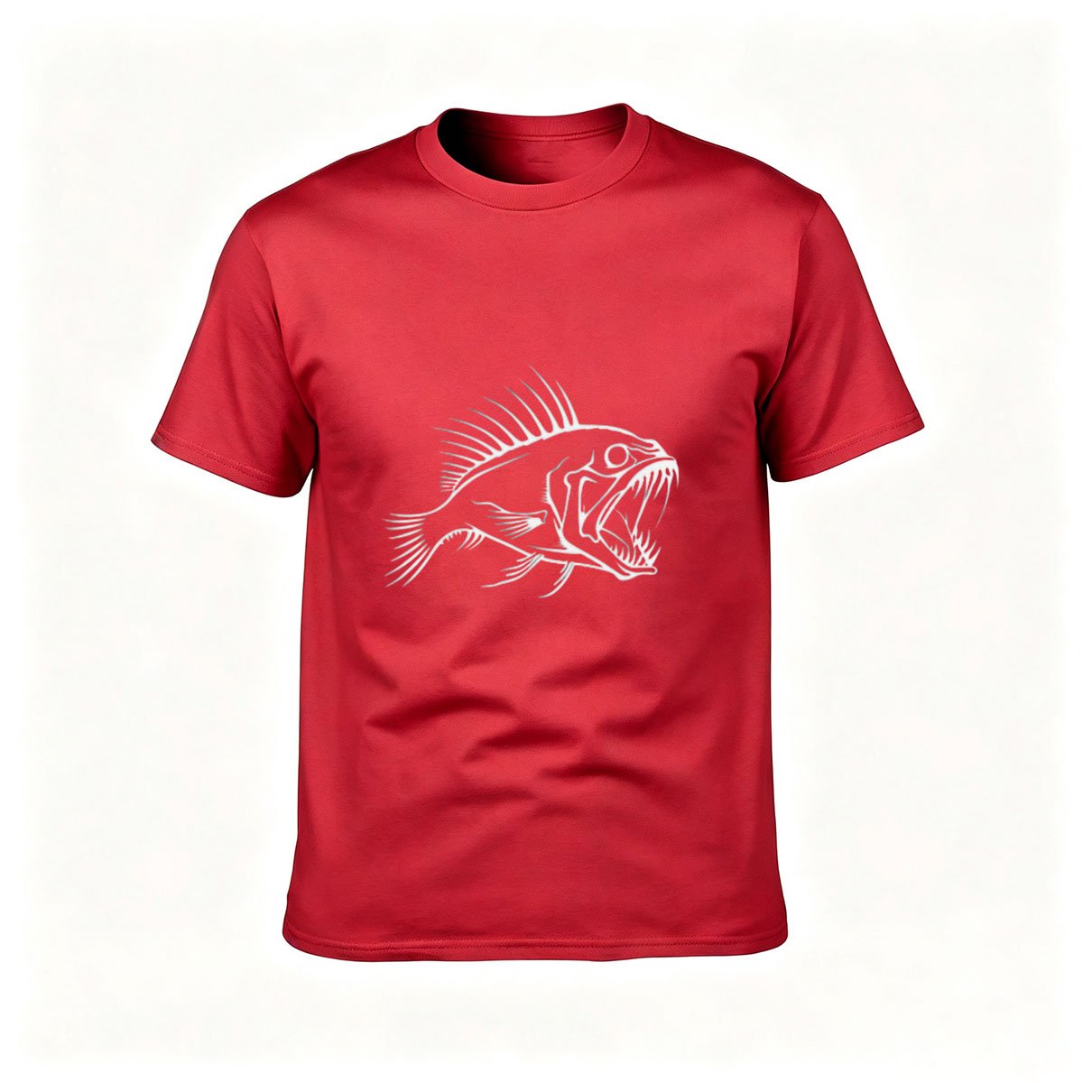 Men's Black T-Shirt with White Fish Print for Fishing Enthusiasts - Image 5