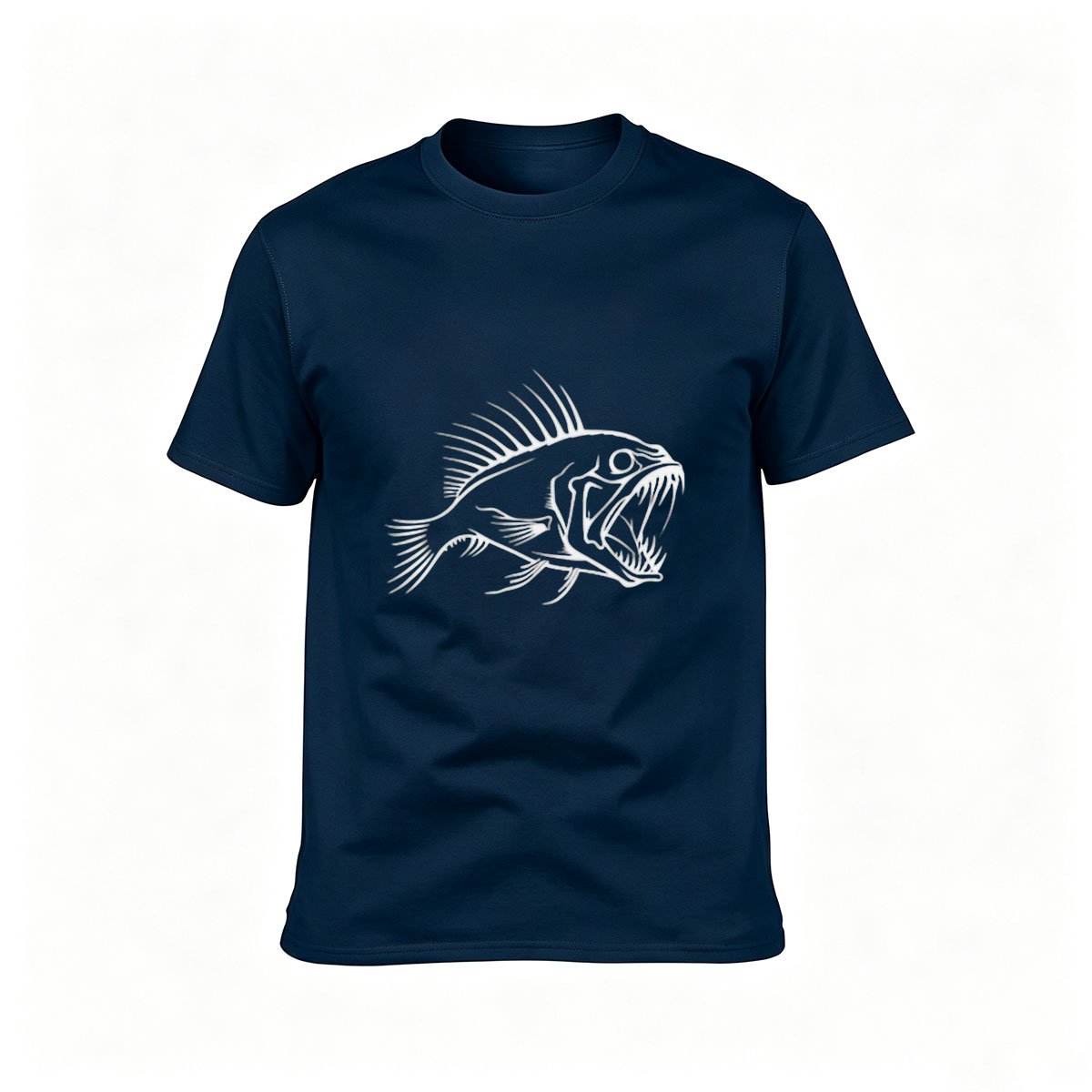 Men's Black T-Shirt with White Fish Print for Fishing Enthusiasts - Image 6