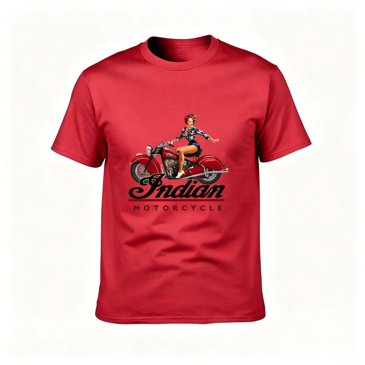 Indian Motorcycle Pinup Women T-Shirt Retro Biker Gift - Image 5