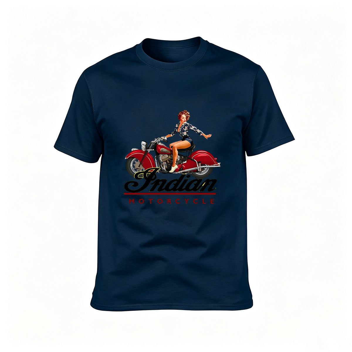 Indian Motorcycle Pinup Women T-Shirt Retro Biker Gift - Image 6