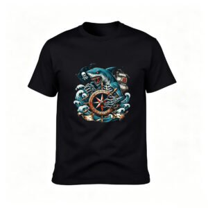 Pirate Shark T-Shirt Men's Graphic Tee Gift for Sailors