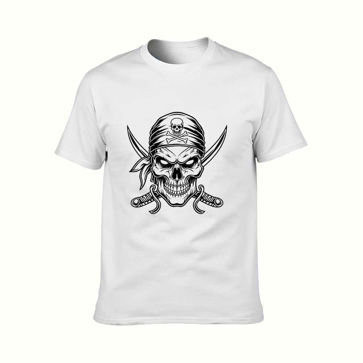 Pirate Skull Bandana Men's T-Shirt Black Graphic Tee Gift - Image 2