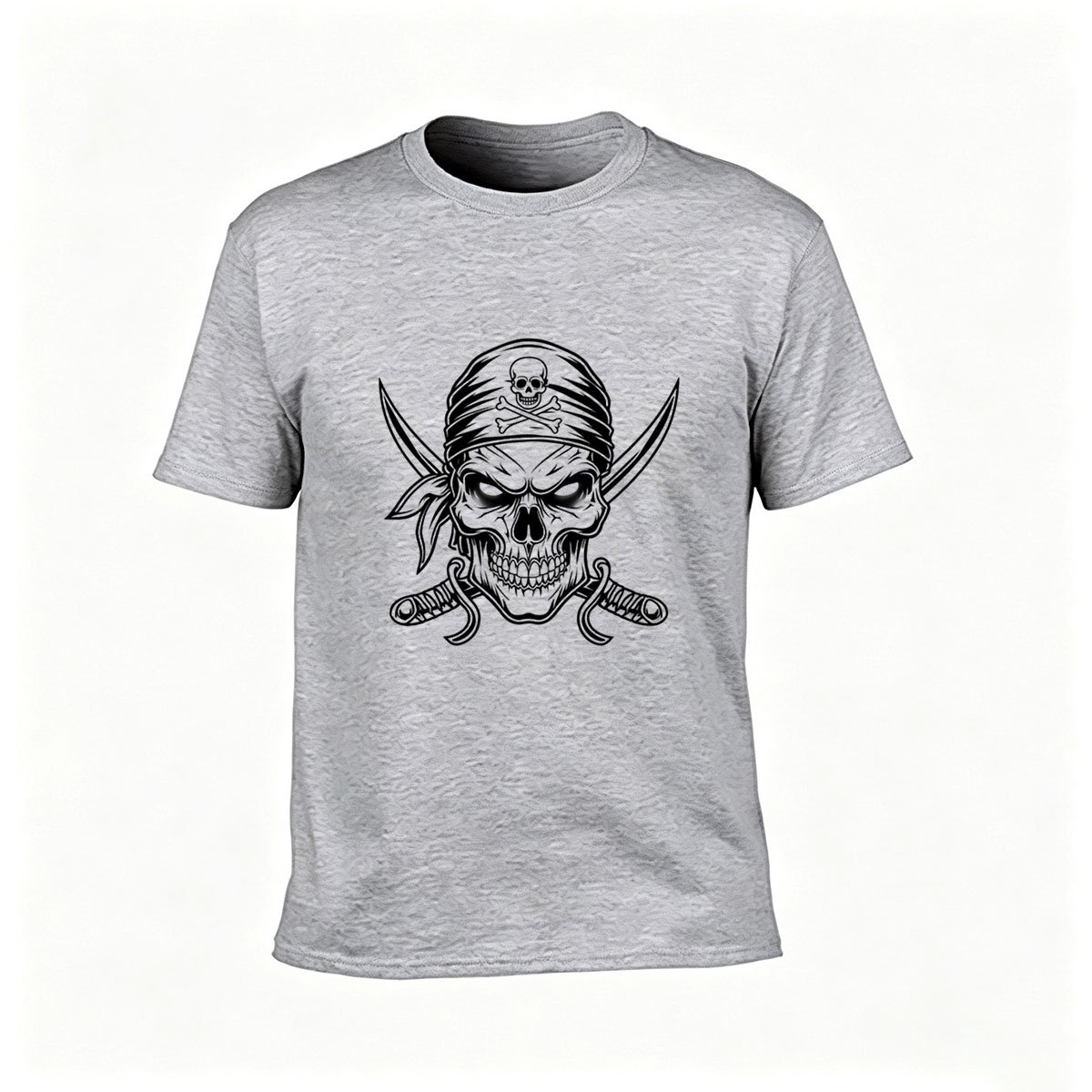 Pirate Skull Bandana Men's T-Shirt Black Graphic Tee Gift - Image 3