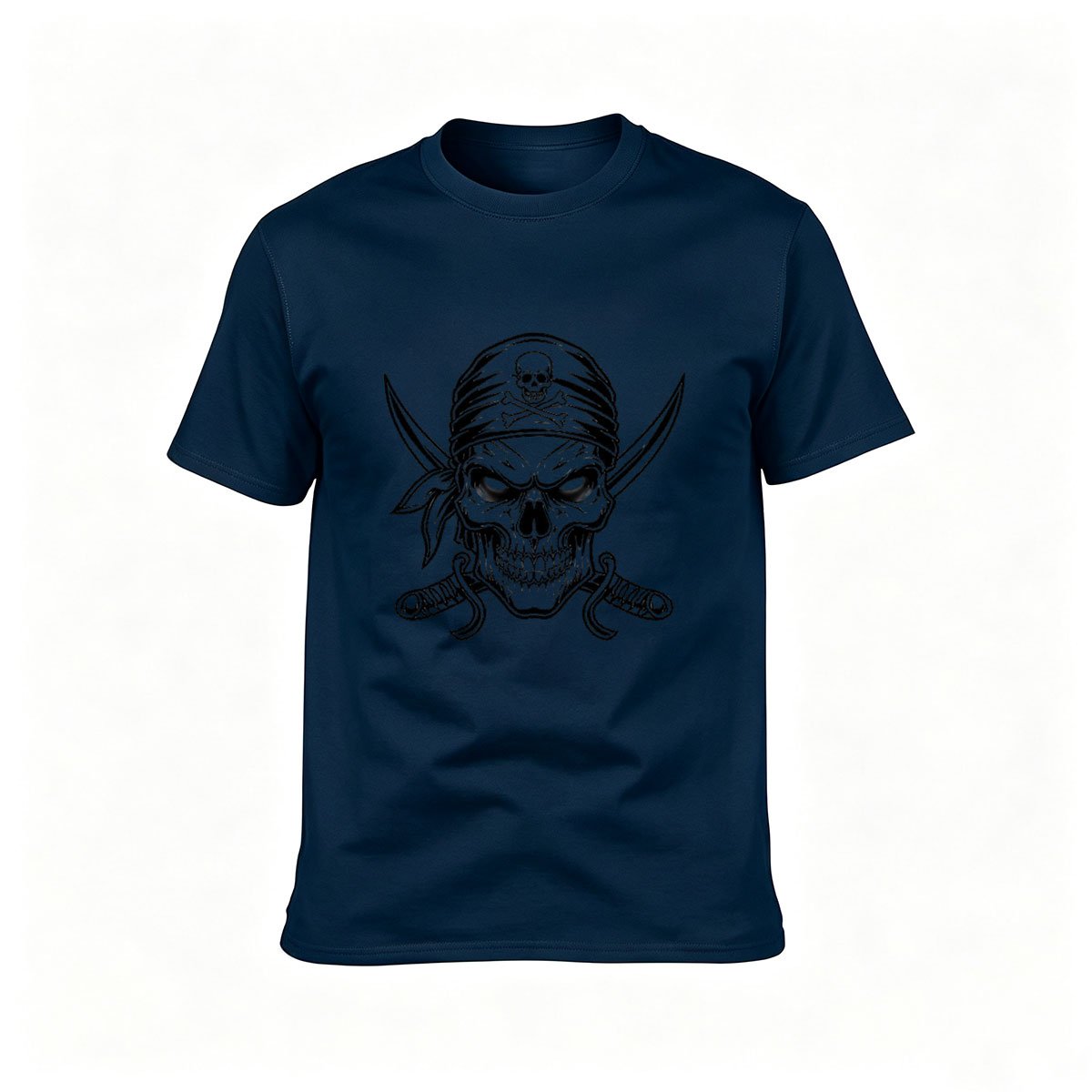 Pirate Skull Bandana Men's T-Shirt Black Graphic Tee Gift - Image 6