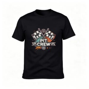 Pit Crew Racing Flag T-Shirt Men's Auto Sport Tee Gift