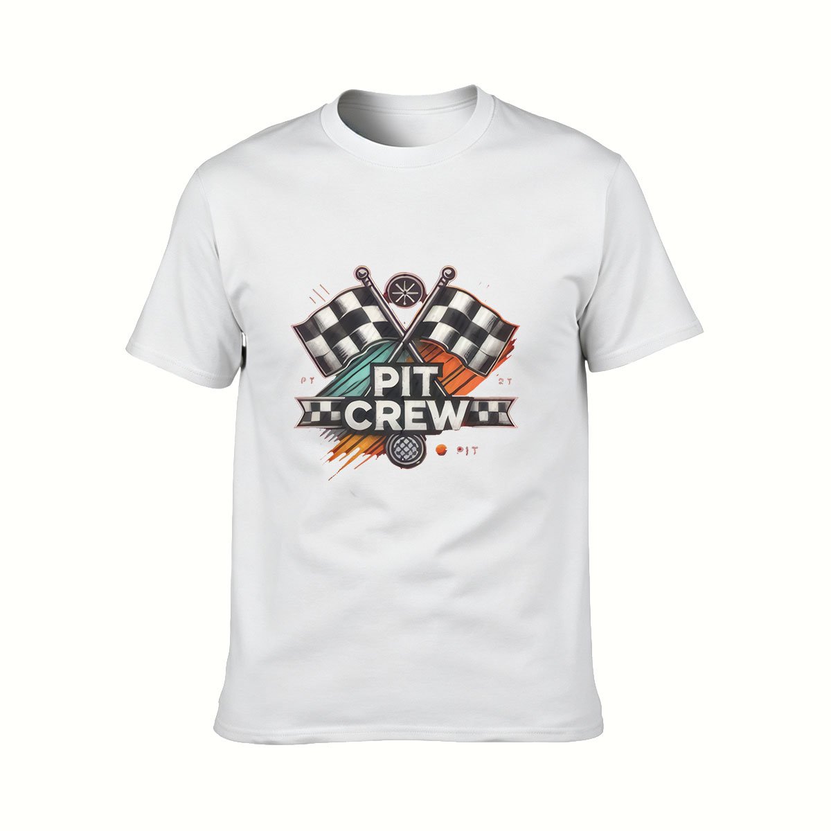 Pit Crew Racing Flag T-Shirt Men's Auto Sport Tee Gift - Image 2