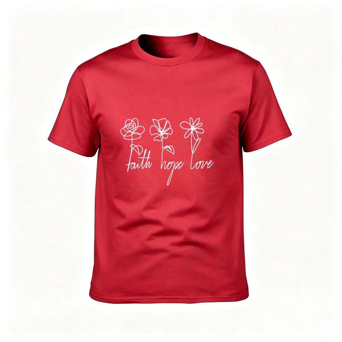 Faith Hope Love Flower Design T-Shirt for Women and Men Gift Wear - Image 5