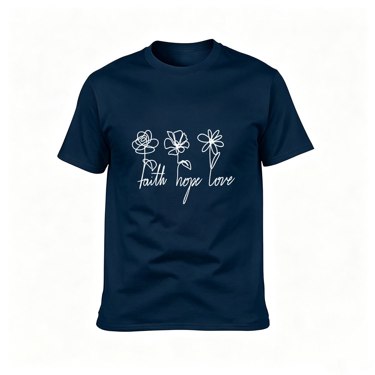Faith Hope Love Flower Design T-Shirt for Women and Men Gift Wear - Image 6