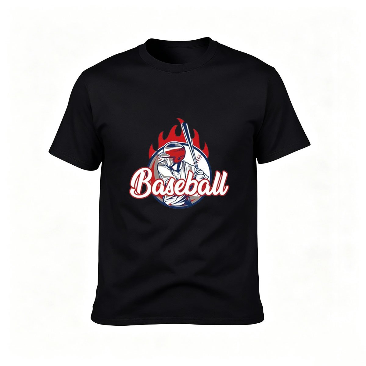 Baseball Player Flame Design Men's T-Shirt Gift