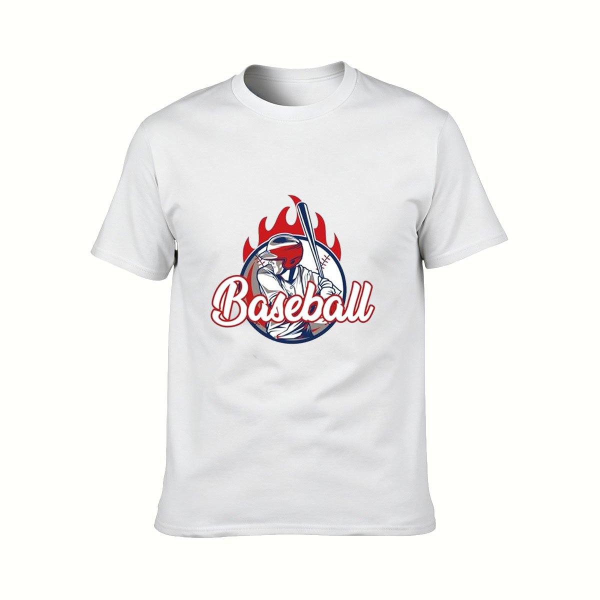Baseball Player Flame Design Men's T-Shirt Gift - Image 2