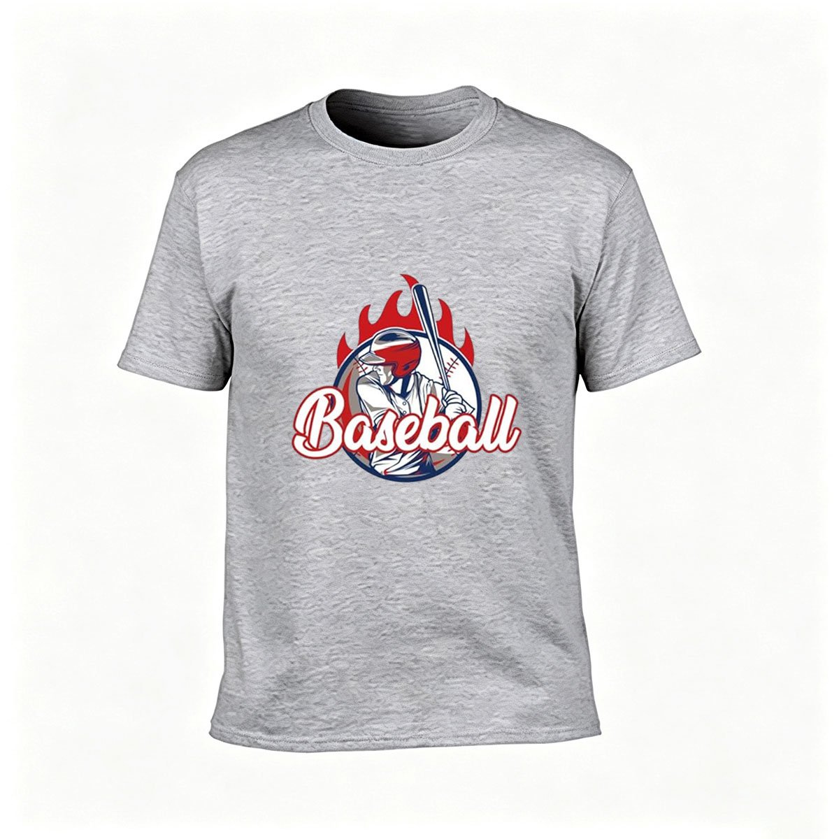 Baseball Player Flame Design Men's T-Shirt Gift - Image 3