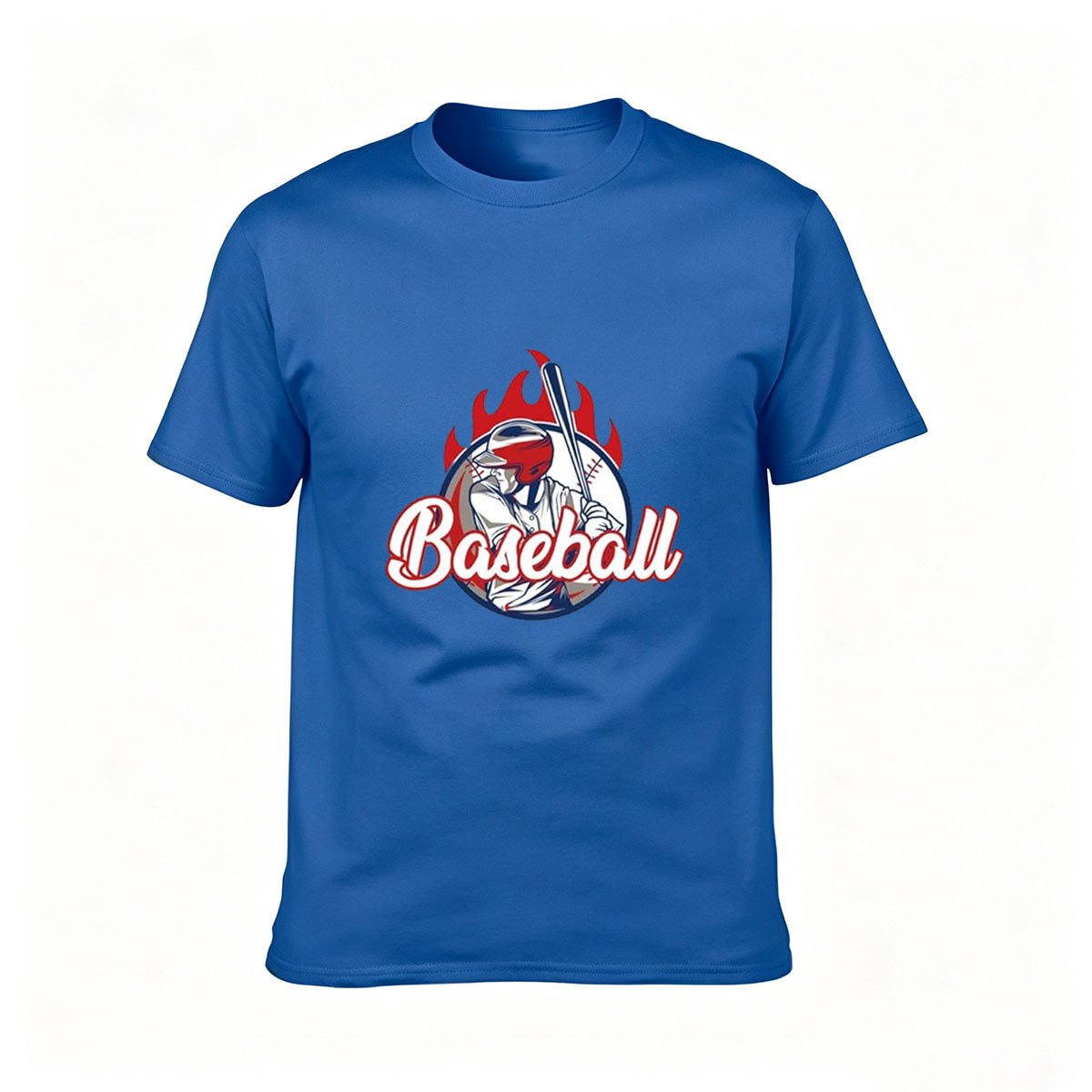Baseball Player Flame Design Men's T-Shirt Gift - Image 4