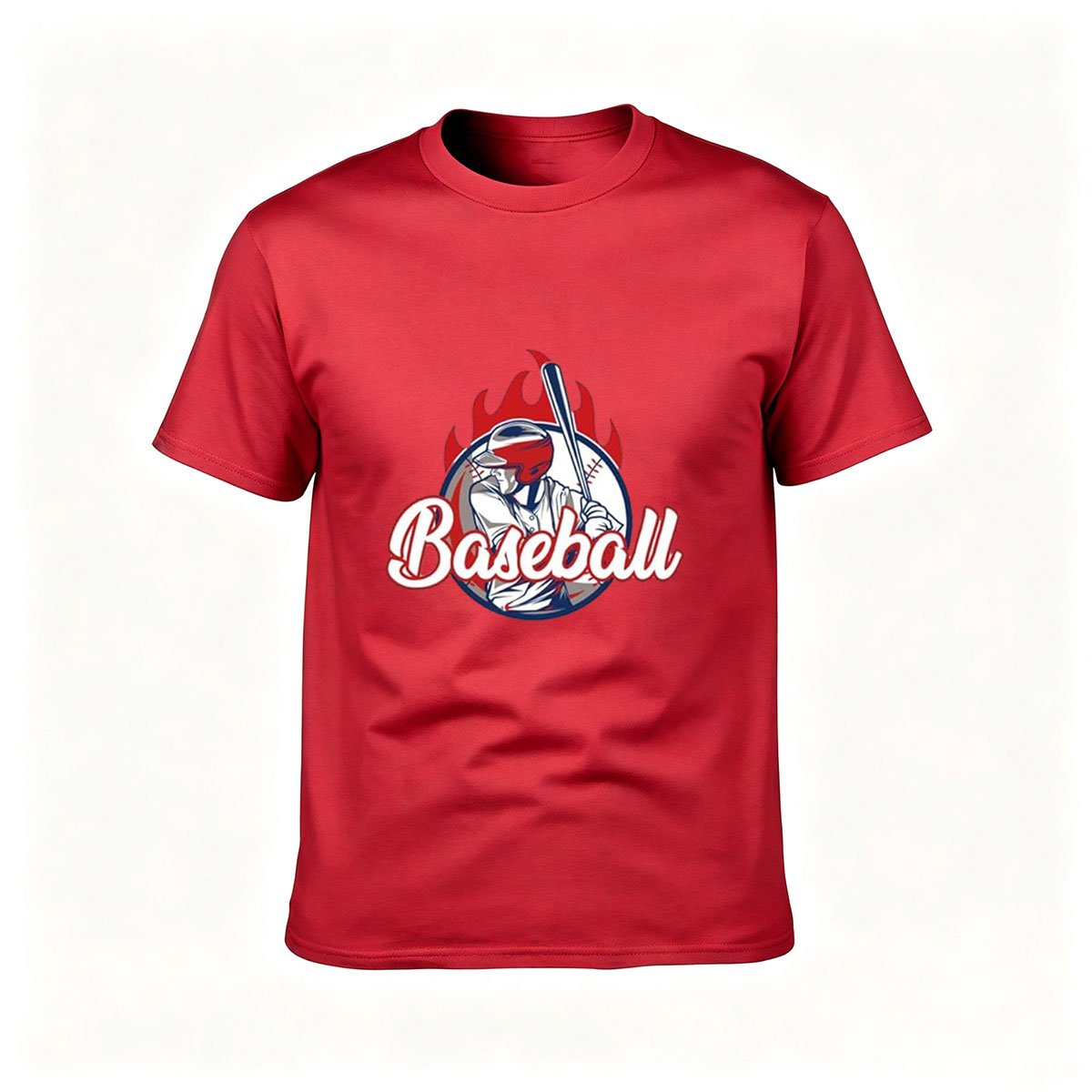 Baseball Player Flame Design Men's T-Shirt Gift - Image 5