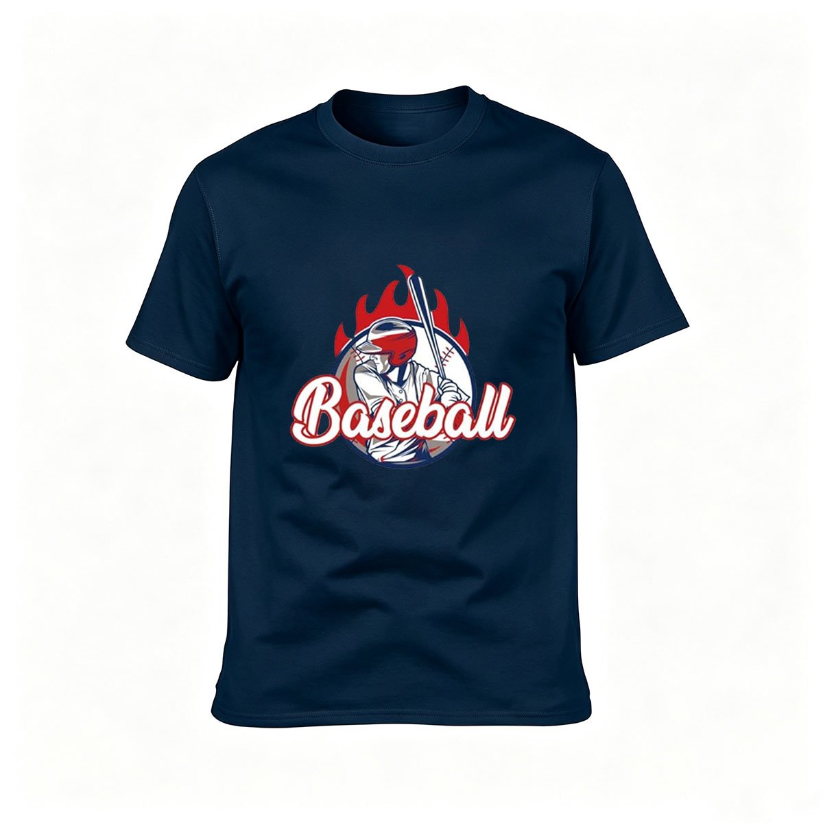 Baseball Player Flame Design Men's T-Shirt Gift - Image 6