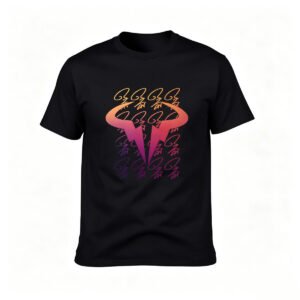 Men's Black T-Shirt Abstract Colorful Bull Horns Design Gift