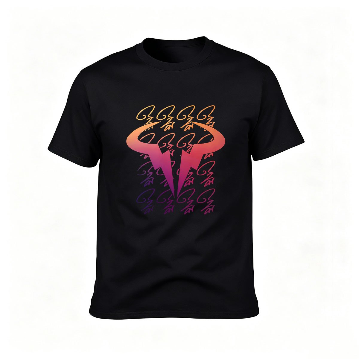 Men's Black T-Shirt Abstract Colorful Bull Horns Design Gift