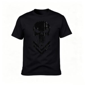 Men's Black Punisher Skull T-Shirt Graphic Tee Gift for Fans