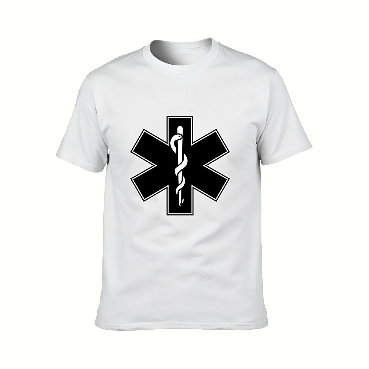 Men's Black T-Shirt with Medical Star of Life Design for Gifts - Image 2