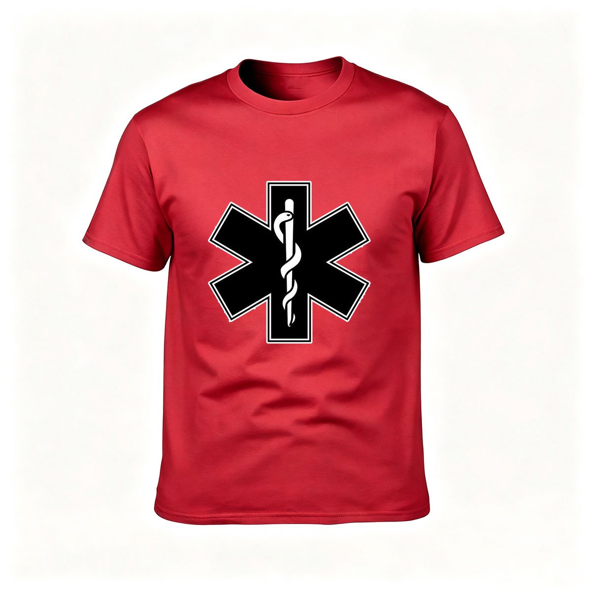Men's Black T-Shirt with Medical Star of Life Design for Gifts - Image 5
