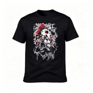 Punk Rock Skull Graphic Men's T-Shirt Music Gift