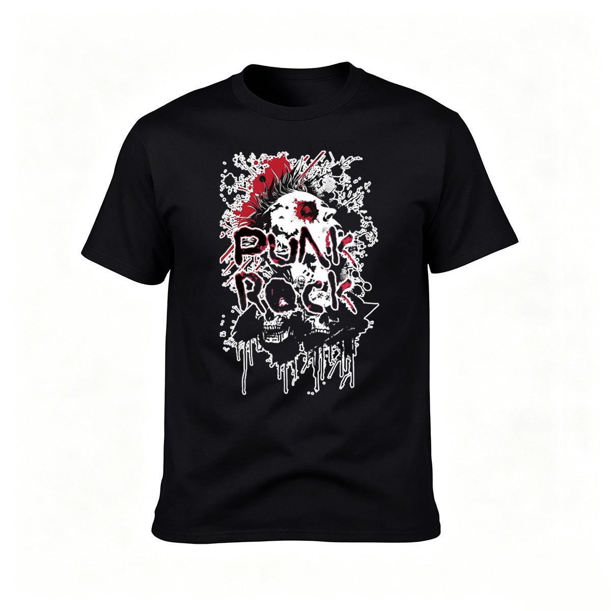Punk Rock Skull Graphic Men's T-Shirt Music Gift