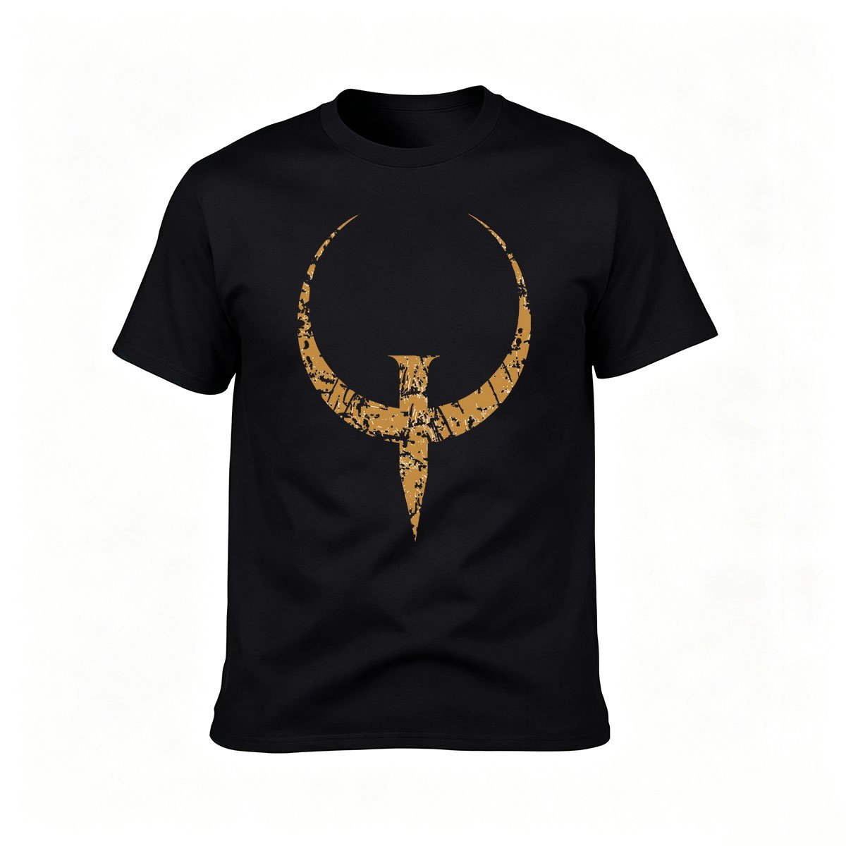 Men's Black T-Shirt with Gold Mandalorian Symbol Print Gift for Fans