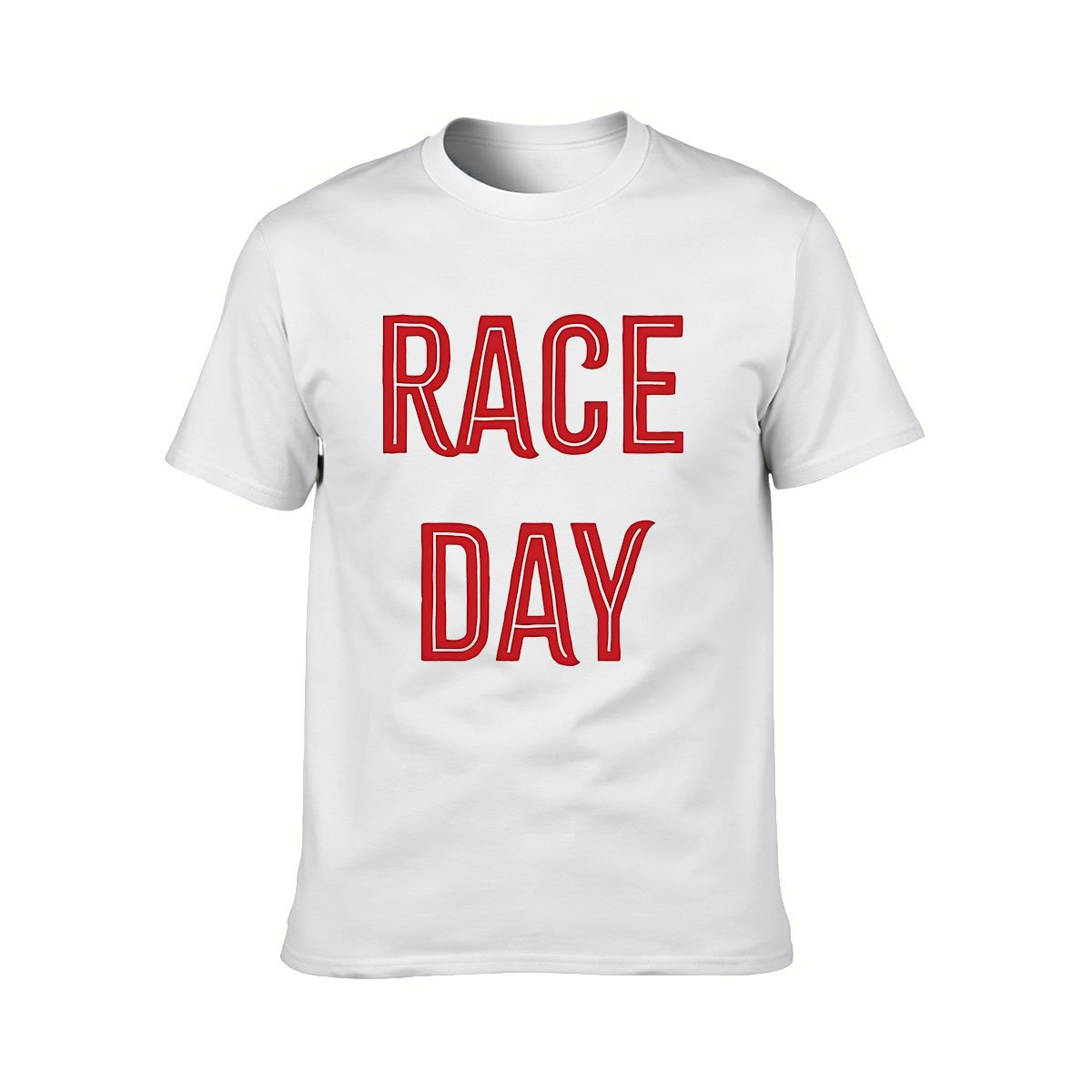 Race Day Men's T-Shirt Red Text Black Cotton Tee Gift for Racing Fans - Image 2
