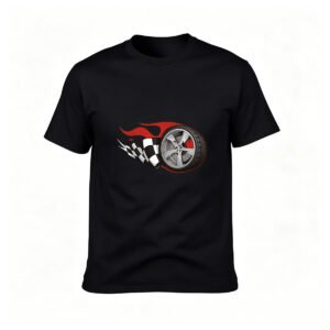Racing Wheel Flame T-Shirt Men's Car Enthusiast Gift