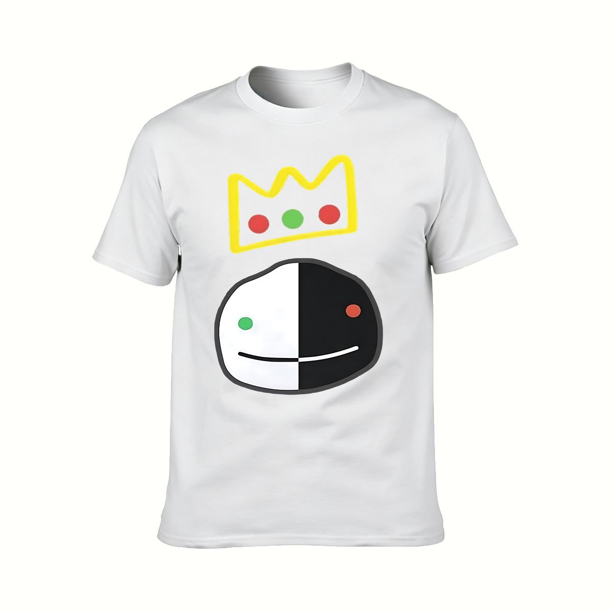 Mens Black T-Shirt with King Crown and Split Face Design Gift for Gamers - Image 2