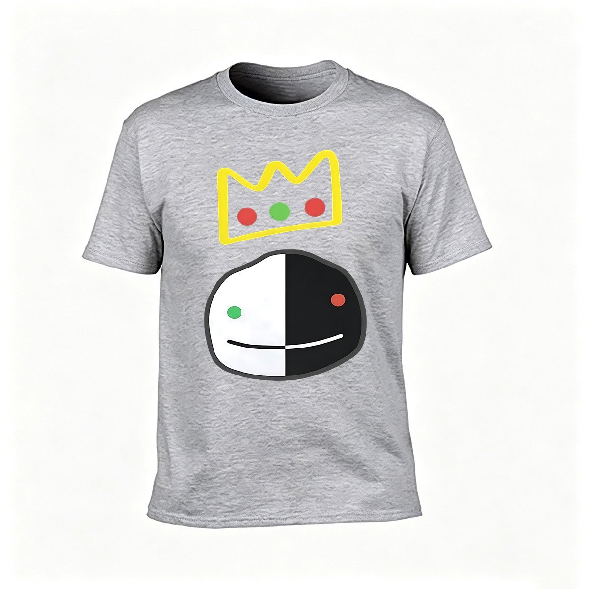 Mens Black T-Shirt with King Crown and Split Face Design Gift for Gamers - Image 3