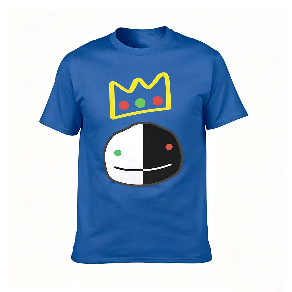 Mens Black T-Shirt with King Crown and Split Face Design Gift for Gamers - Image 4