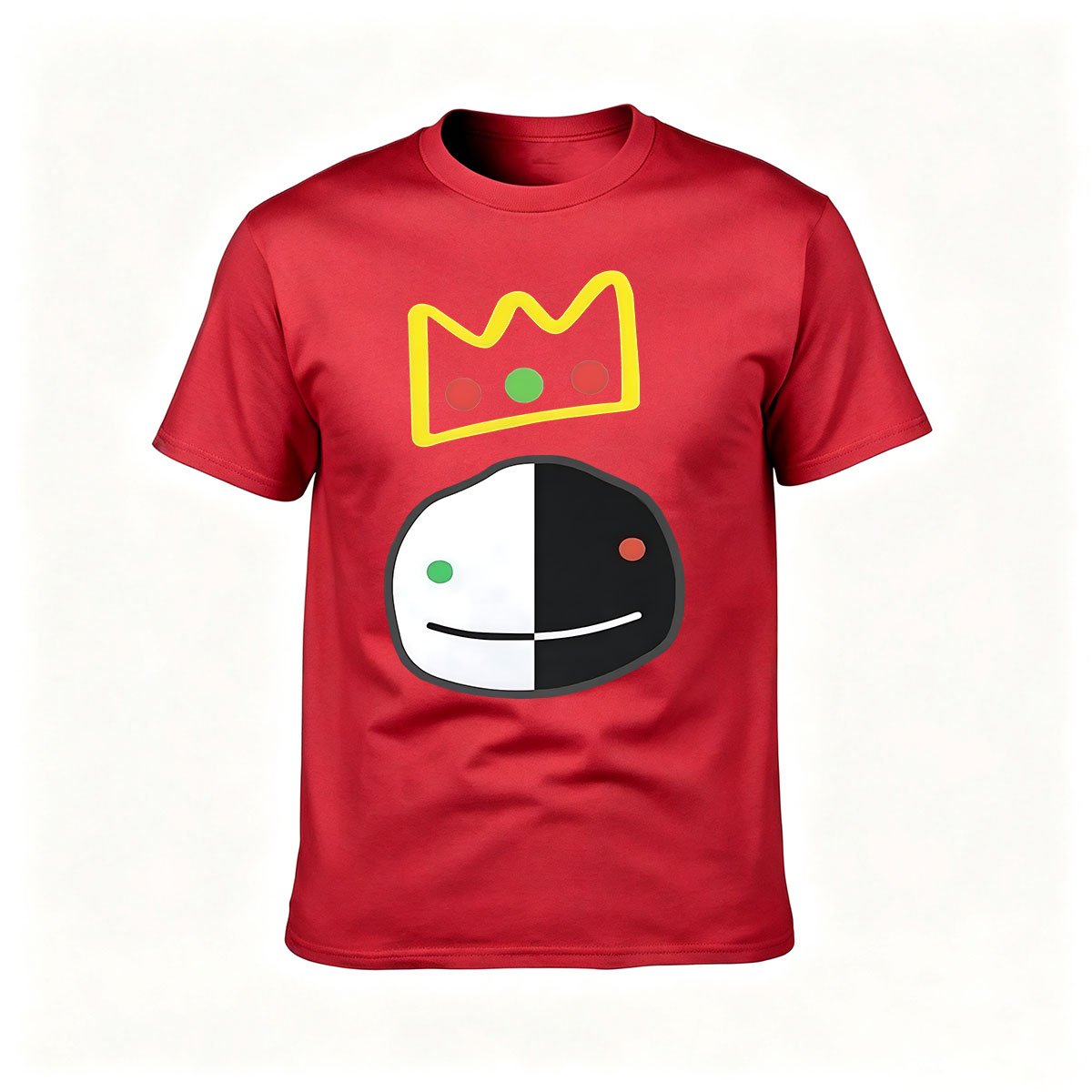 Mens Black T-Shirt with King Crown and Split Face Design Gift for Gamers - Image 5