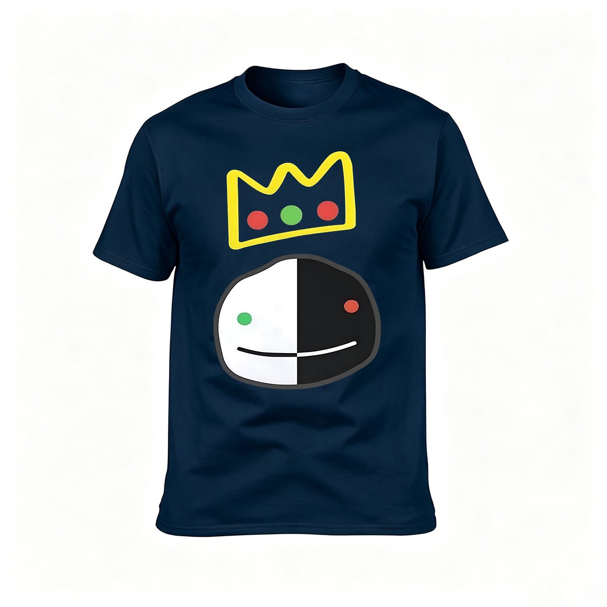 Mens Black T-Shirt with King Crown and Split Face Design Gift for Gamers - Image 6
