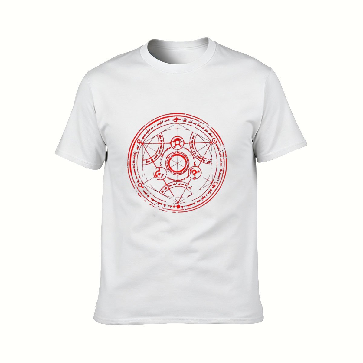 Red Magic Circle Print Men's T-Shirt Gothic Occult Gift - Image 2