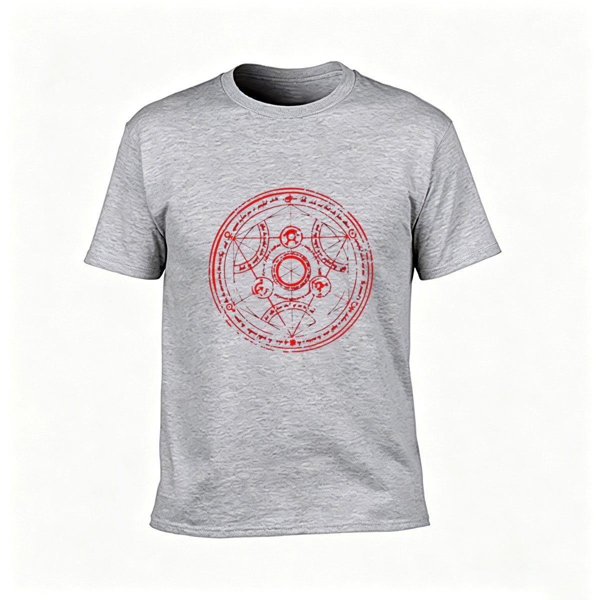 Red Magic Circle Print Men's T-Shirt Gothic Occult Gift - Image 3