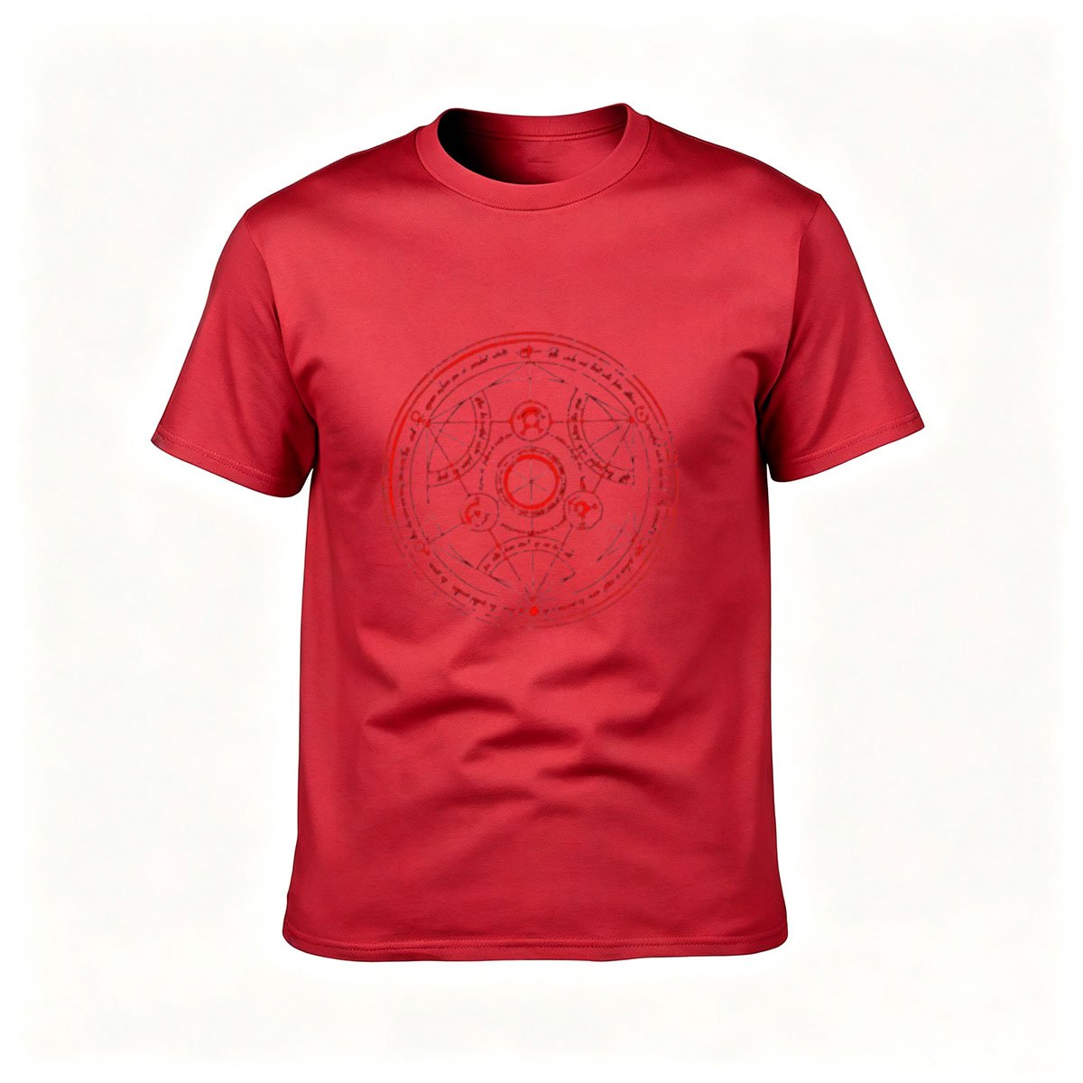 Red Magic Circle Print Men's T-Shirt Gothic Occult Gift - Image 5