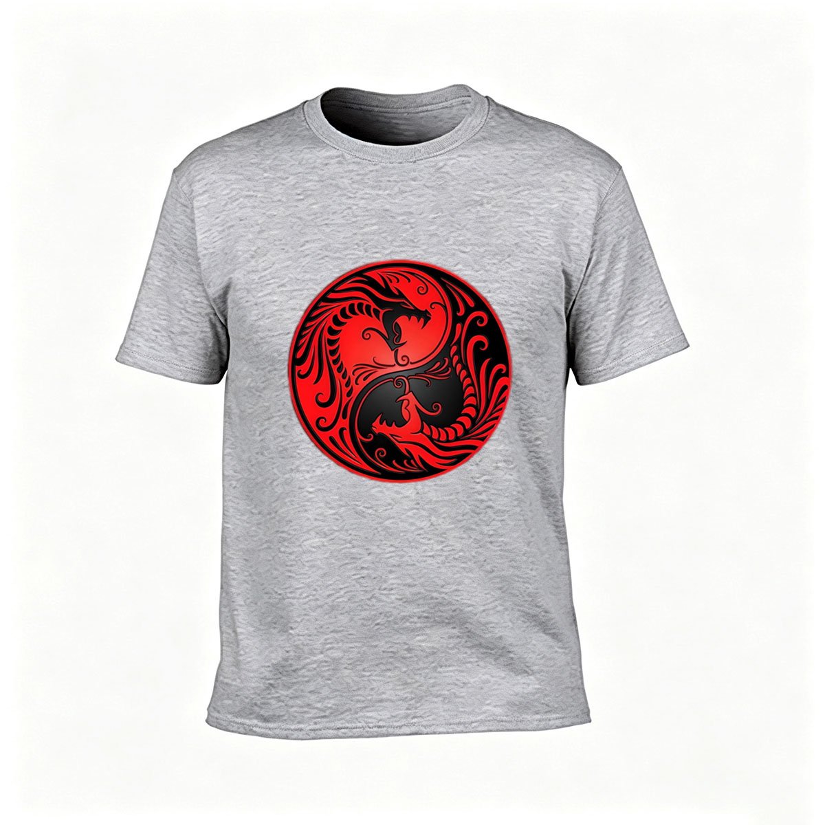 Red Dragon Yin Yang Men's T-Shirt Gift for Him Fashion Tees - Image 3
