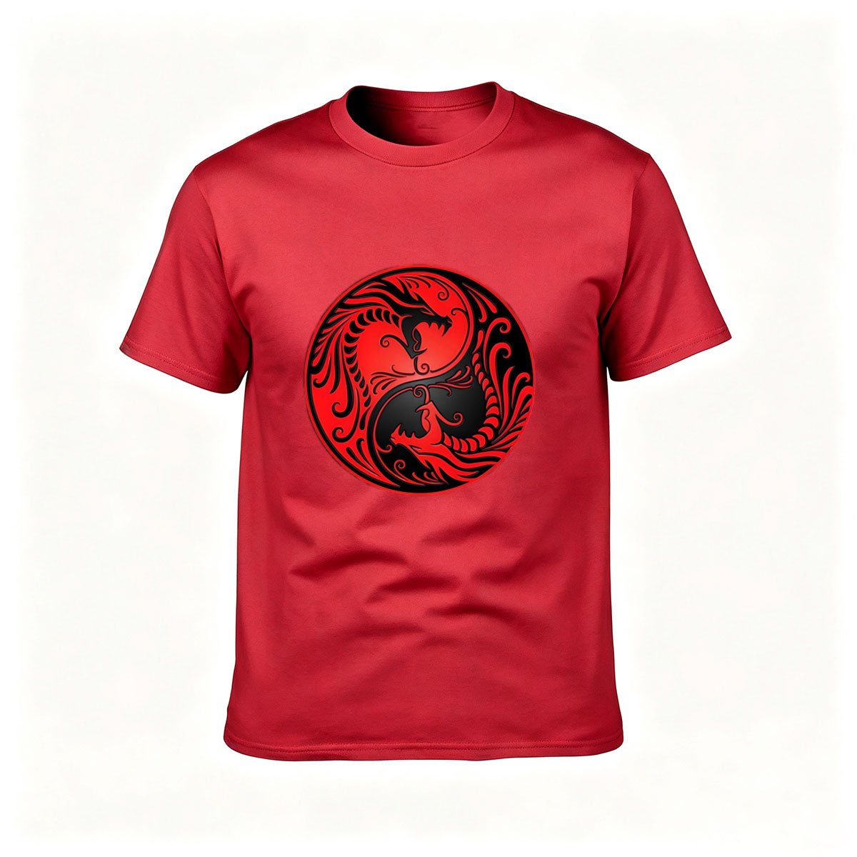 Red Dragon Yin Yang Men's T-Shirt Gift for Him Fashion Tees - Image 5