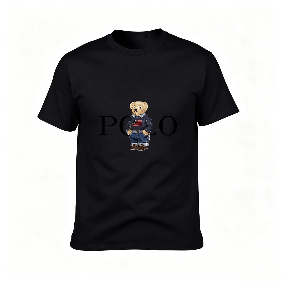 Polo Bear Logo Men's T-Shirt Classic Black Casual Wear Gift