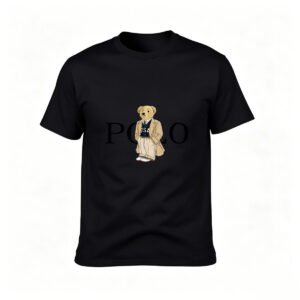 Polo Bear Logo Men's T-Shirt Classic Black Casual Wear Gift