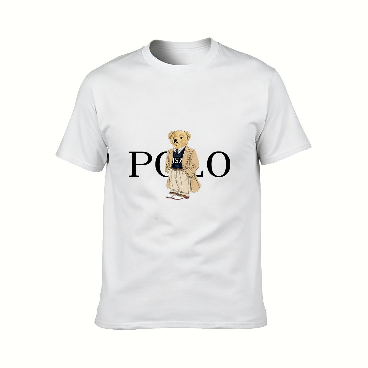 Polo Bear Logo Men's T-Shirt Classic Black Casual Wear Gift - Image 2